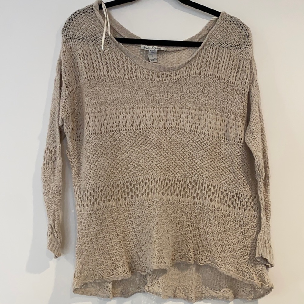 American Rag Open Knot Beige Sweater (S fits S-L)